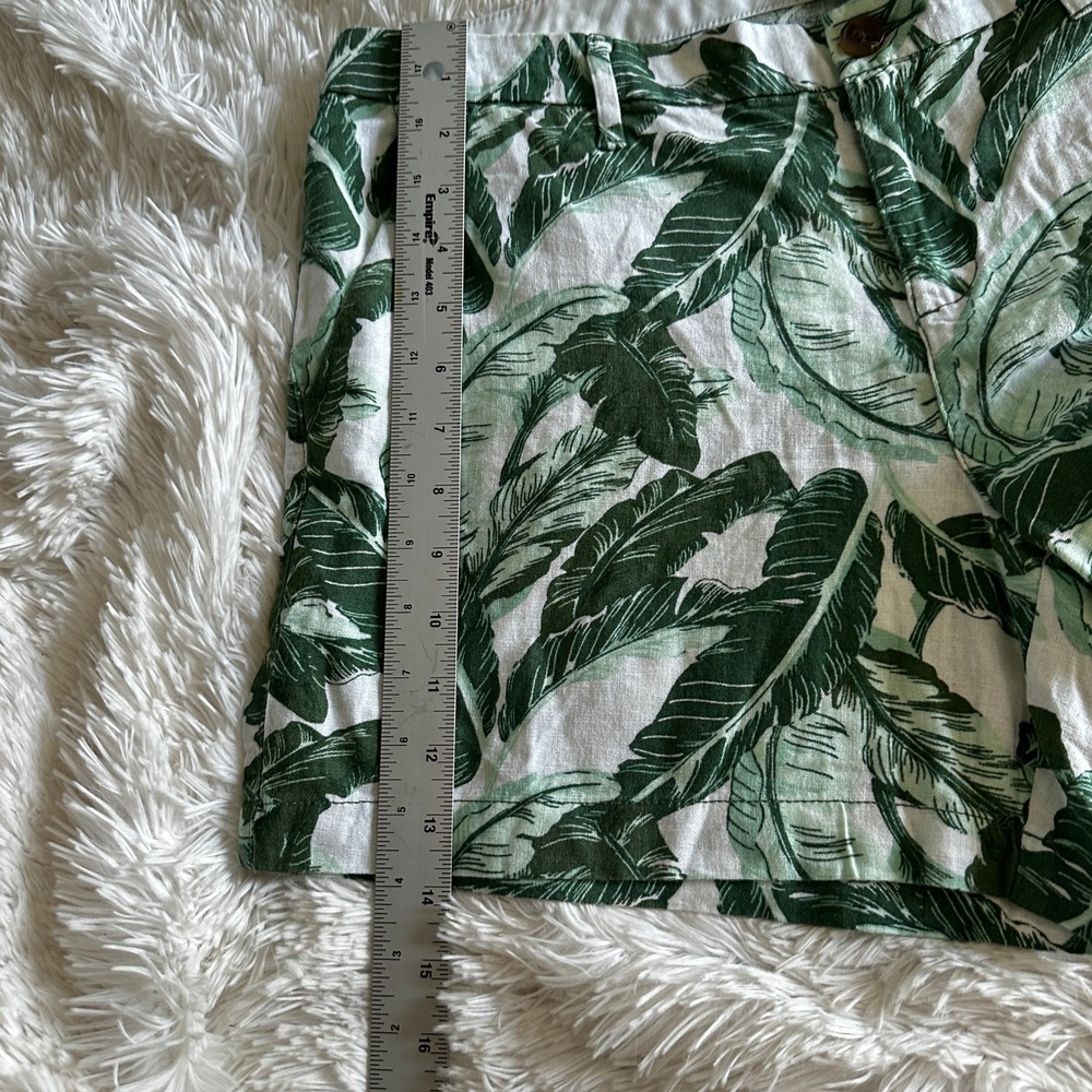 Old Navy Chino Shorts Palm Print Linen Blend Casual‎ Green/White Size 12 NWOT - Picture 10 of 11